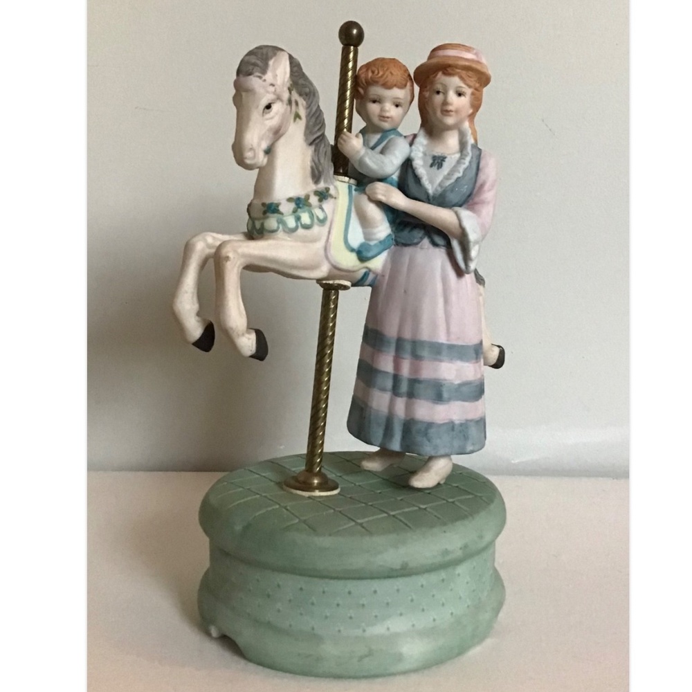 Willitts Musical Carousel Horse Figurine 1986 Fraser Collection 6280 Boy Girl